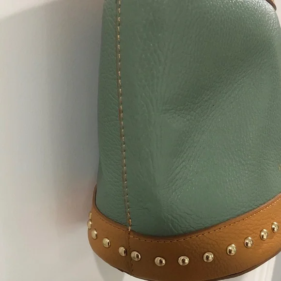 Anna Paola Leather bucket bag Green and light brown - Picture 4 of 16